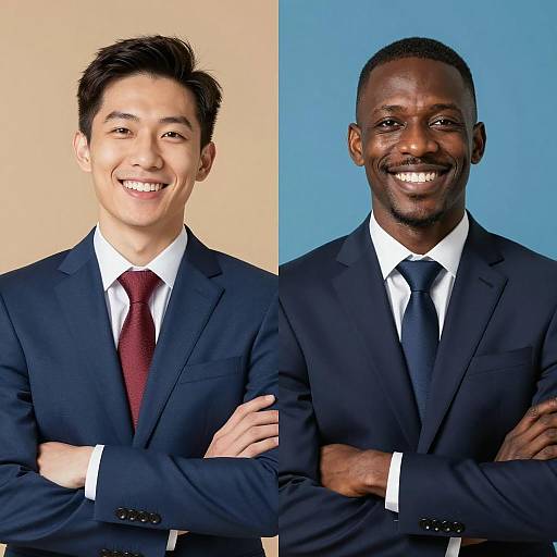 Contrasting Portraits of Two Smiling Men
