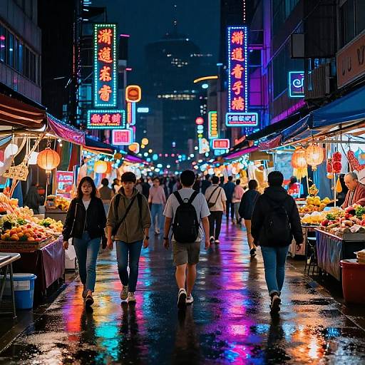 Cyberpunk Neon Street Market Scene