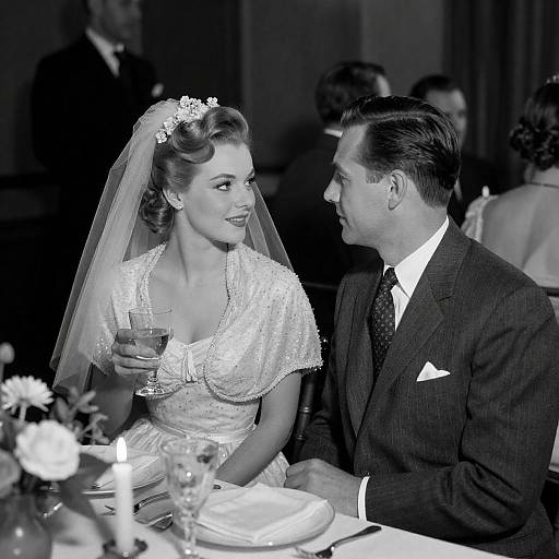 Elegant 1950s Couple at Formal Dinner