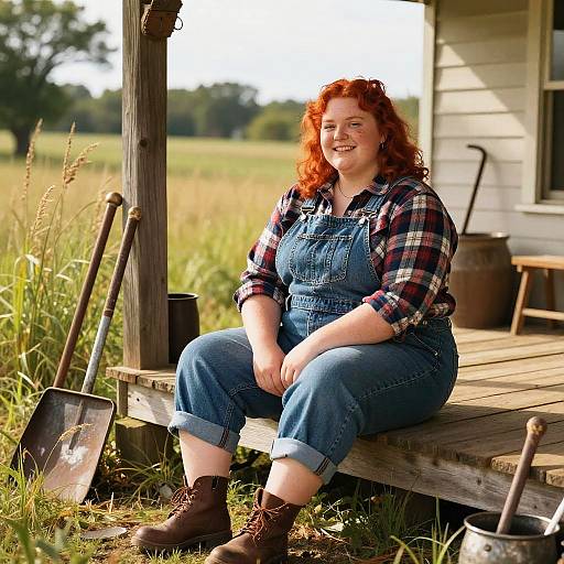 Joyful Redneck Girl on Porch
