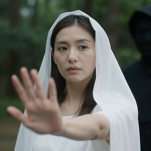 Serene Asian Woman in Forest Veil