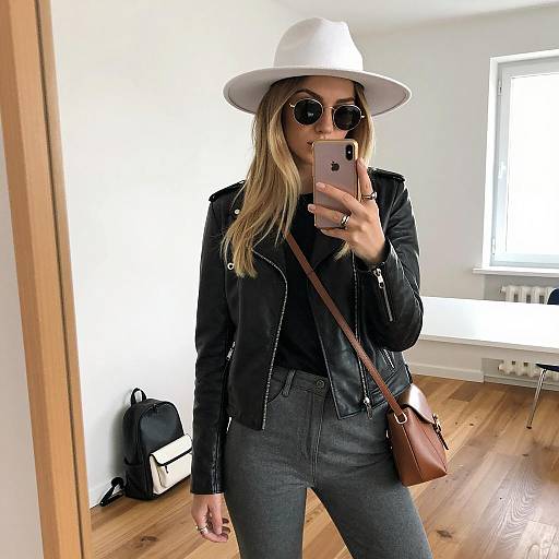 Chic Mirror Selfie in Modern Space