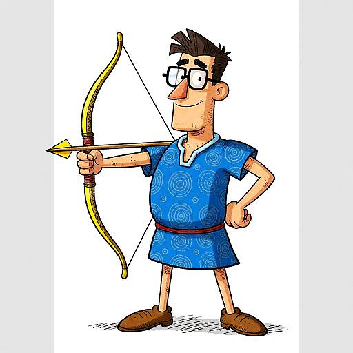 Colorful Cartoon Archer with Glasses