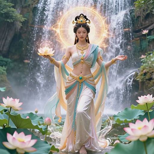 Majestic Goddess in Fantasy Landscape