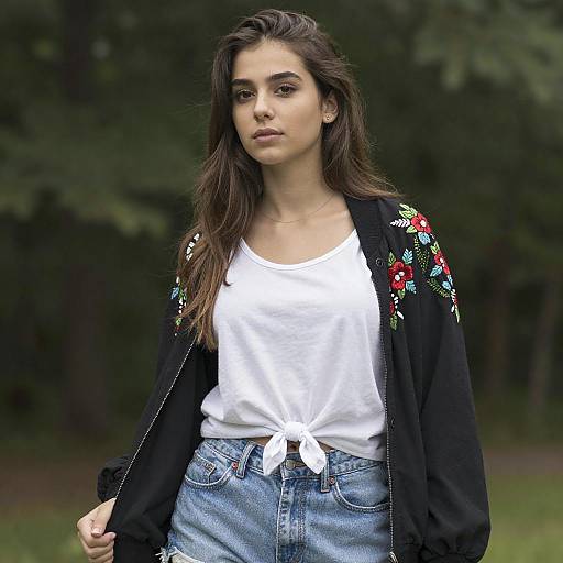 Young Woman Outdoors in Casual Wear