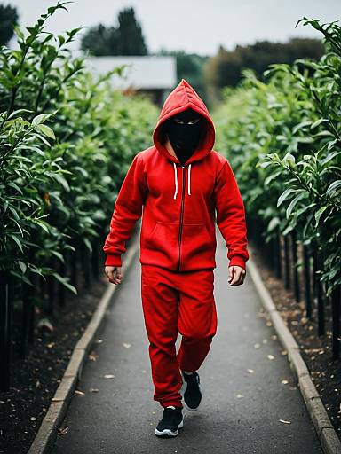 Boy in Chilli Costume Outdoors