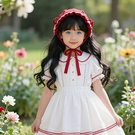 Young Girl in Sunlit Garden