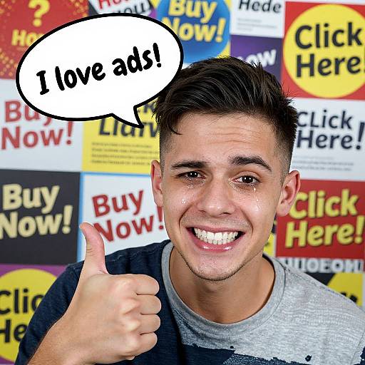 Photograph of smiling young man with short dark hair, giving thumbs up, wearing gray shirt, text bubble saying 