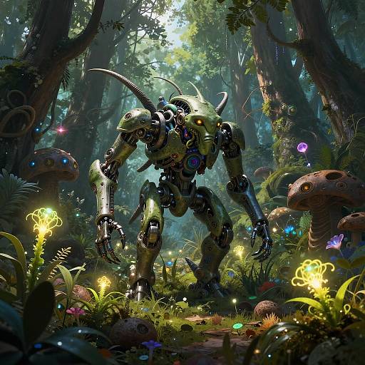 Fantasy Forest with Bio-Mechanical Creatures