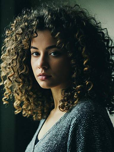 Woman with Curly Hair Portrait