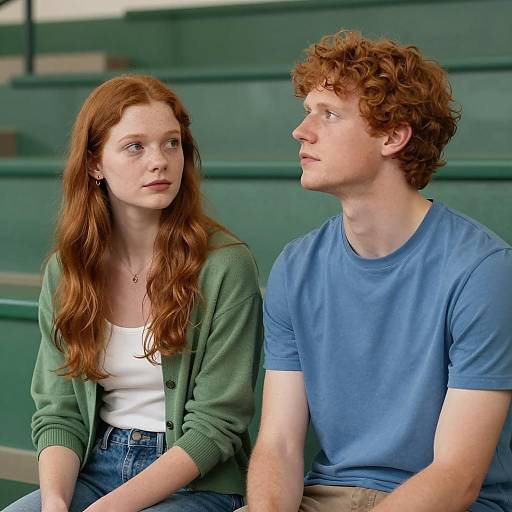 Intimate Moment on Green Bleachers