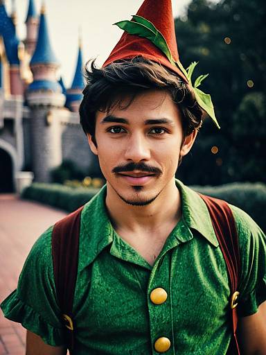Man in Peter Pan Costume at Theme Park