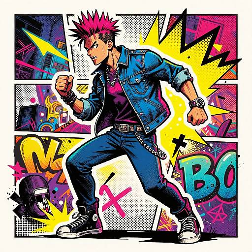 Punk Rocker Comic Style Illustration