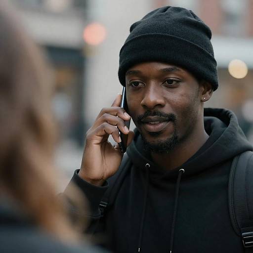 Urban Portrait of Smiling Man on Phone