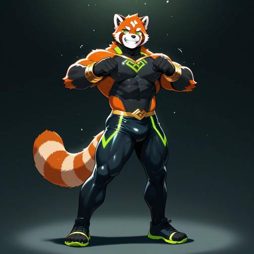 Muscular Red Panda Furry Male Pose Muscular Red Panda Furry Male Pose