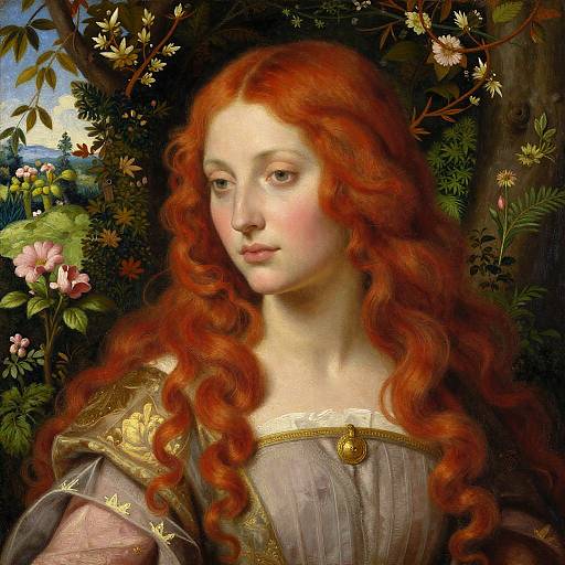 Renaissance Painting of Red-Haired Mythical Figure