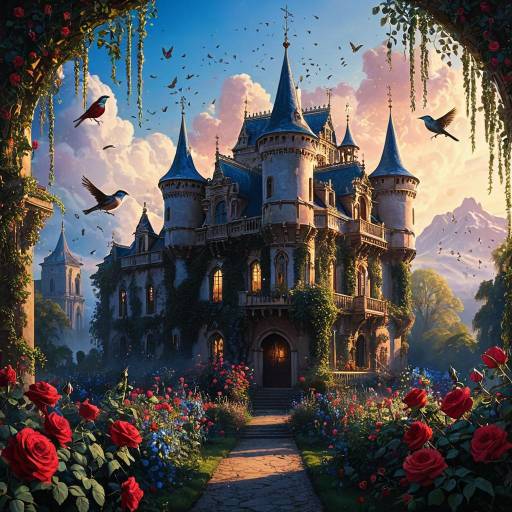 Majestic Baroque Castle in Blooming Garden