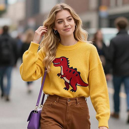 Young Woman in Vibrant City Style