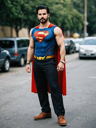 Man Wearing Superman Costume Outdoors