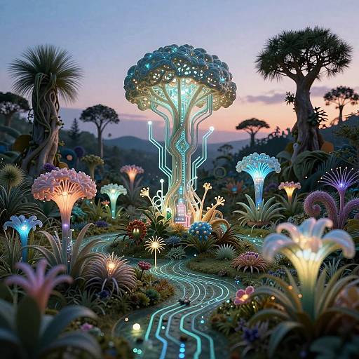 Surreal Bioluminescent Digital Landscapes