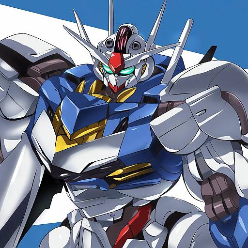 Illustration of Gundam aerial, gundam in the style of Tokiani