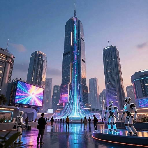 Futuristic Cityscape of AI Creativity