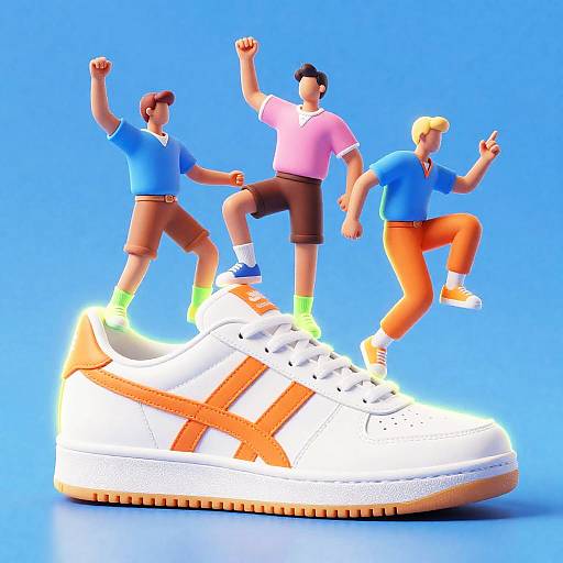 Retro Dance Trio on Giant Sneaker
