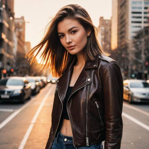 Fashion Model with Ash Brown Hair at Sunset
