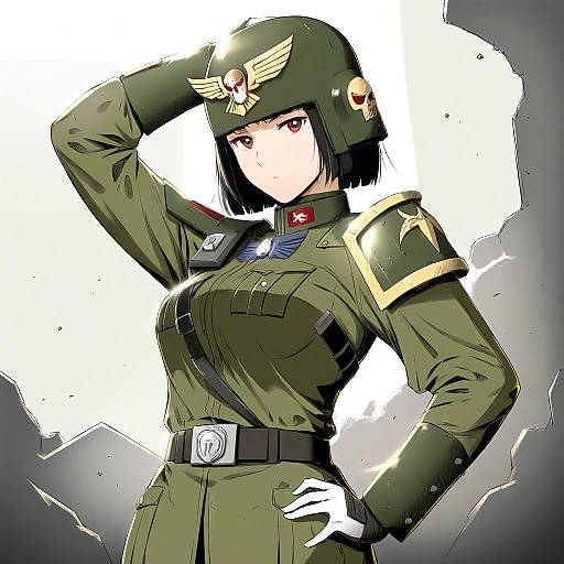 Illustration of Astra militarum, warhammer 40k in the style of Niwatazumi