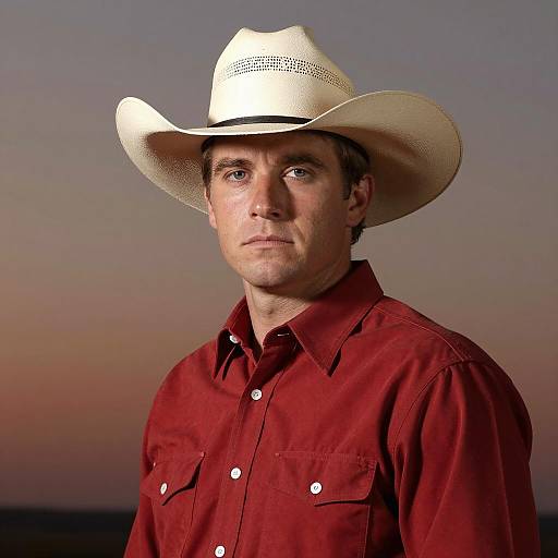 Serious Cowboy in Gradient Sky