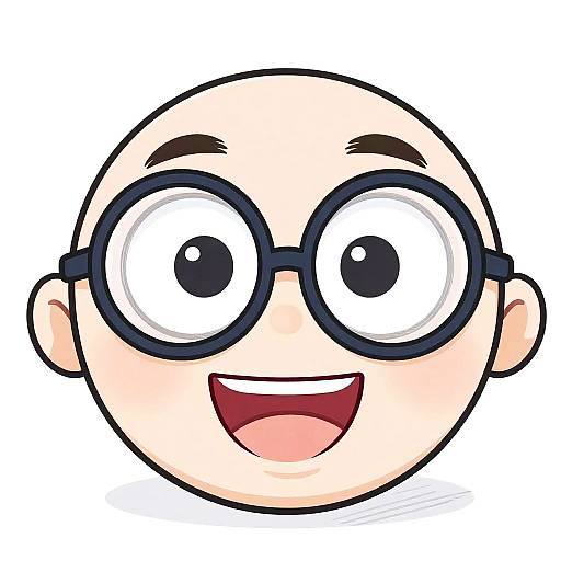 Joyful Cartoon Character with Glasses