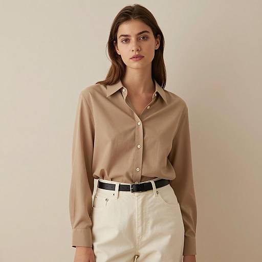 Young Woman in Casual Neutral Outfit