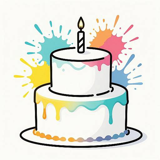 Minimalist Line Art Birthday Cakes