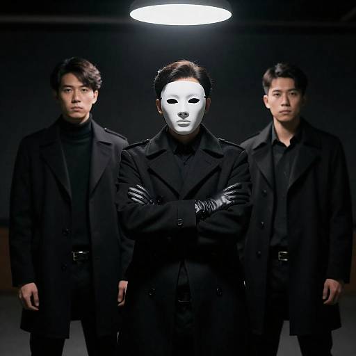 Masked Figure Under Halo Light