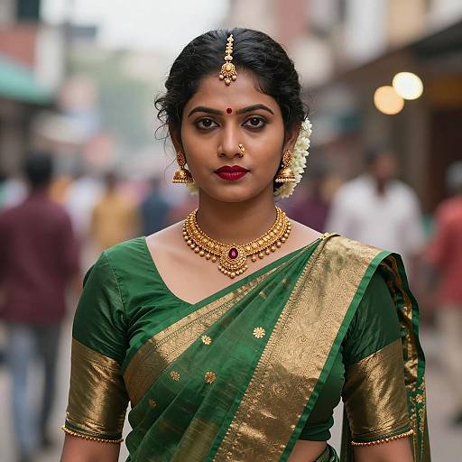 Elegant Indian Woman in Traditional Saree