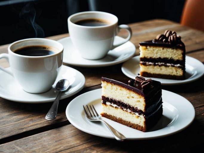 Charming Coffee and Cake Wallpaper Design