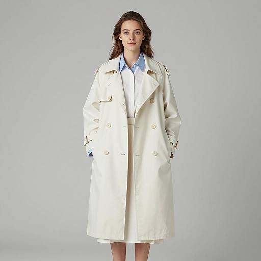 Young Woman in Beige Trench Coat
