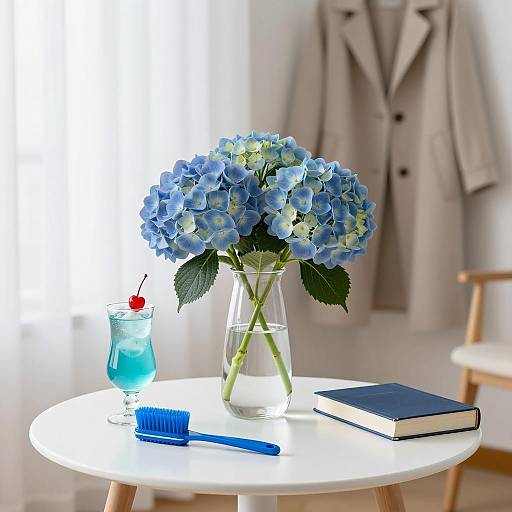 Bright Indoor Scene with Blue Accents