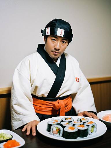 Playful Cinematic Portrait of Sushi Roll