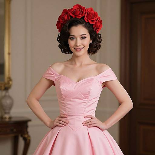 Woman in Rose Flower Costume