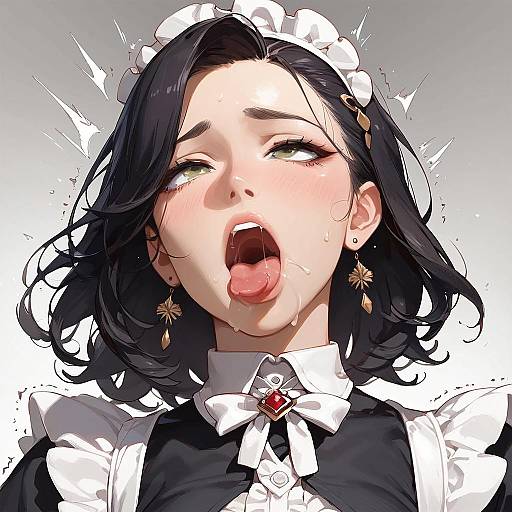 Teary-Eyed Mature Anime Maid Portrait