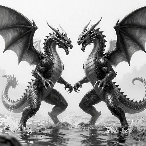 Epic Battle of Dragon-Like Creatures