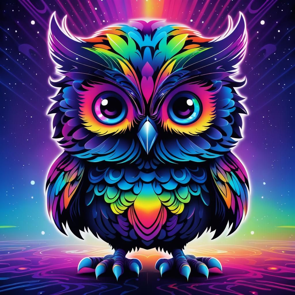 Vengeful Owl in Colorful Cartoon Style