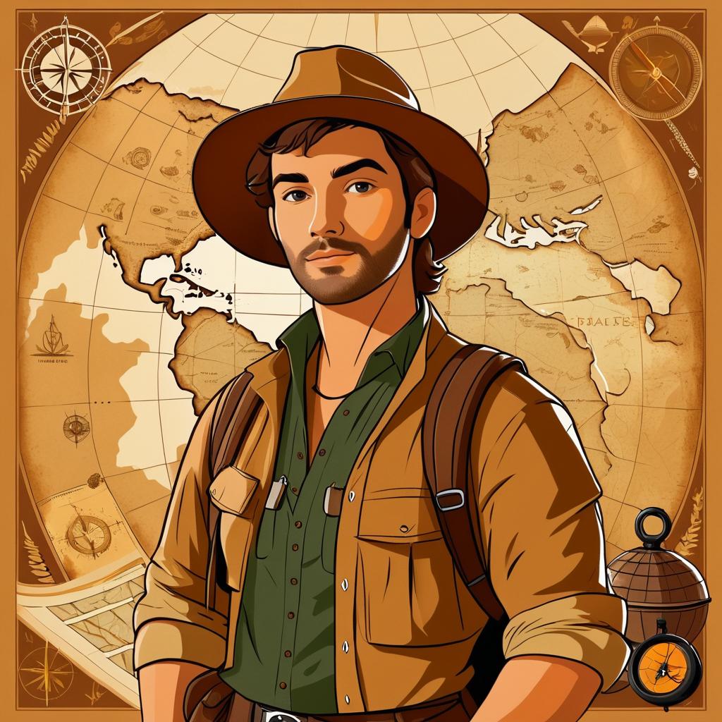 Adventurous Explorer Portrait with Artifacts