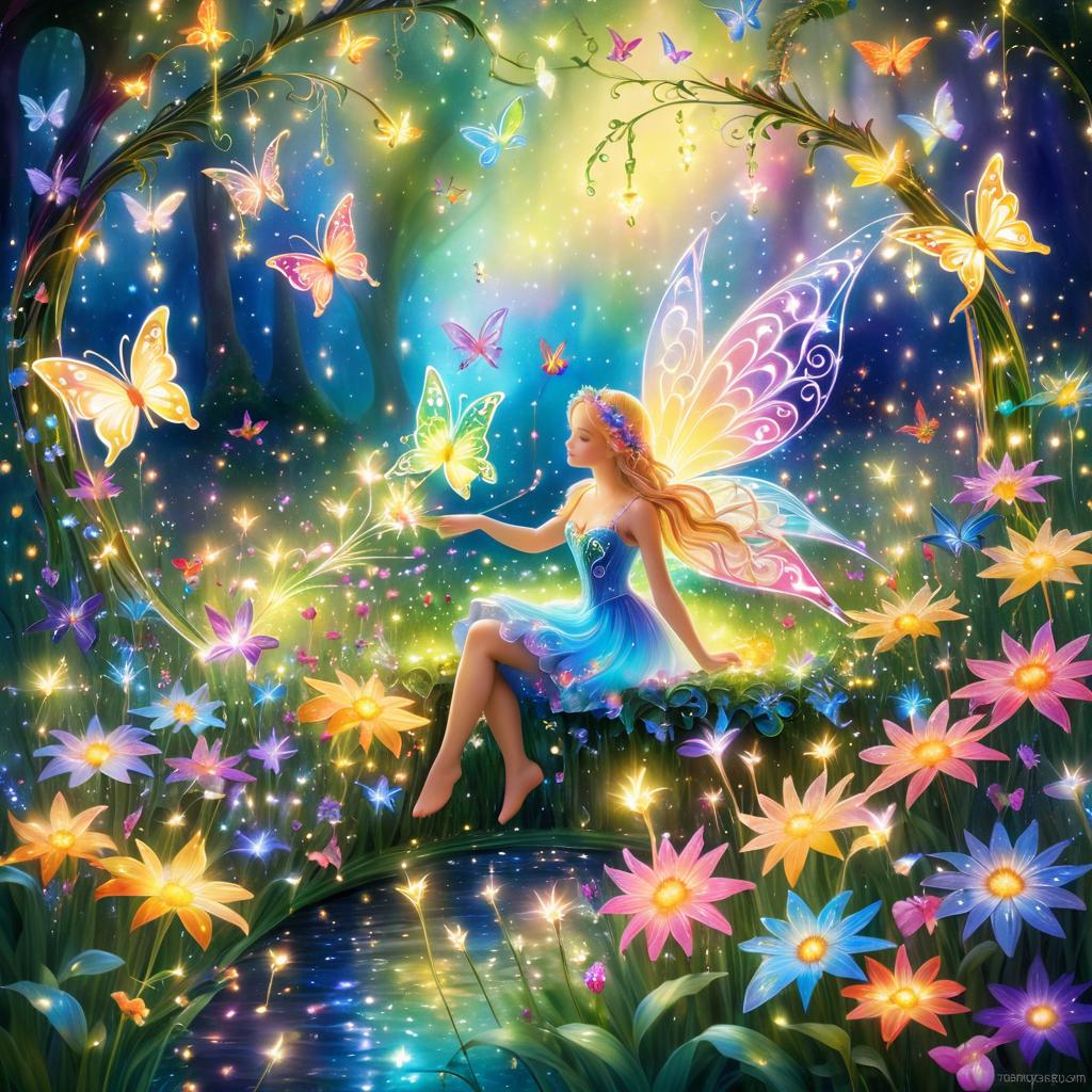 Whimsical Fairy in a Magical Garden