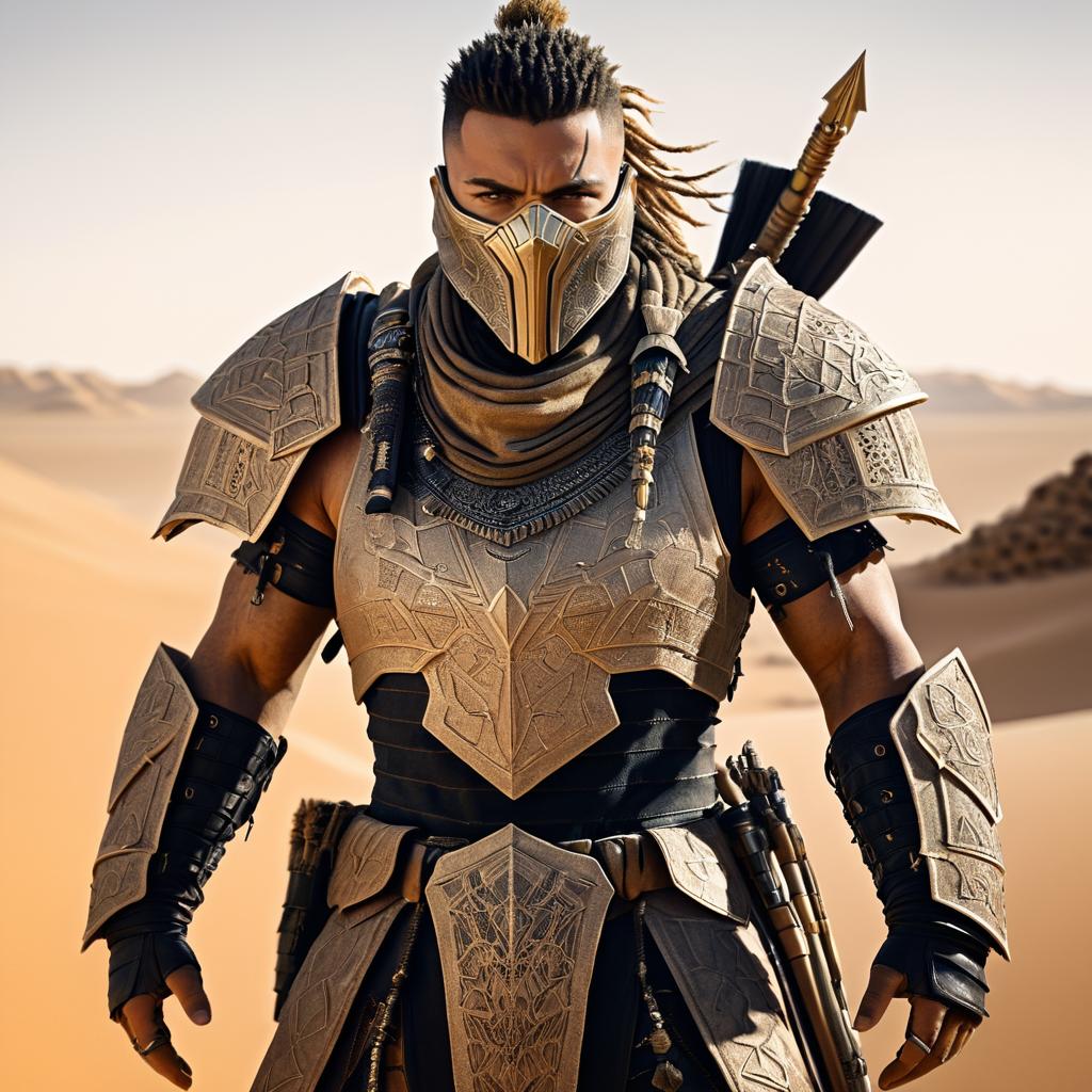 Epic Desert Warrior in Ultra-Realistic Detail