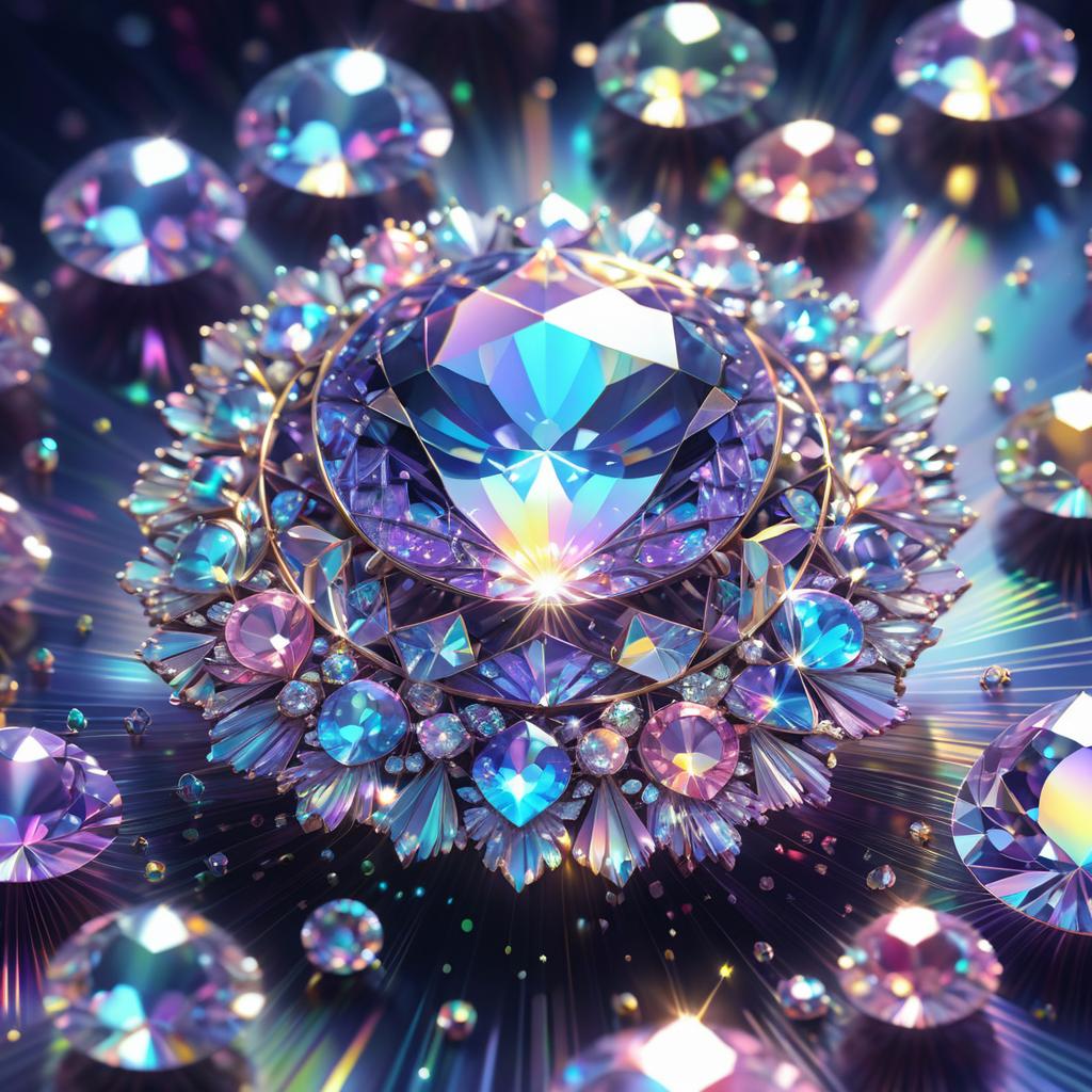 Colorful Sparkling Gems in Digital Art