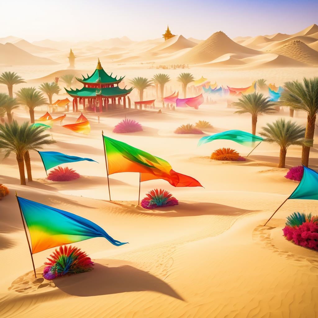 Vibrant Dragon Festival in Desert Oasis