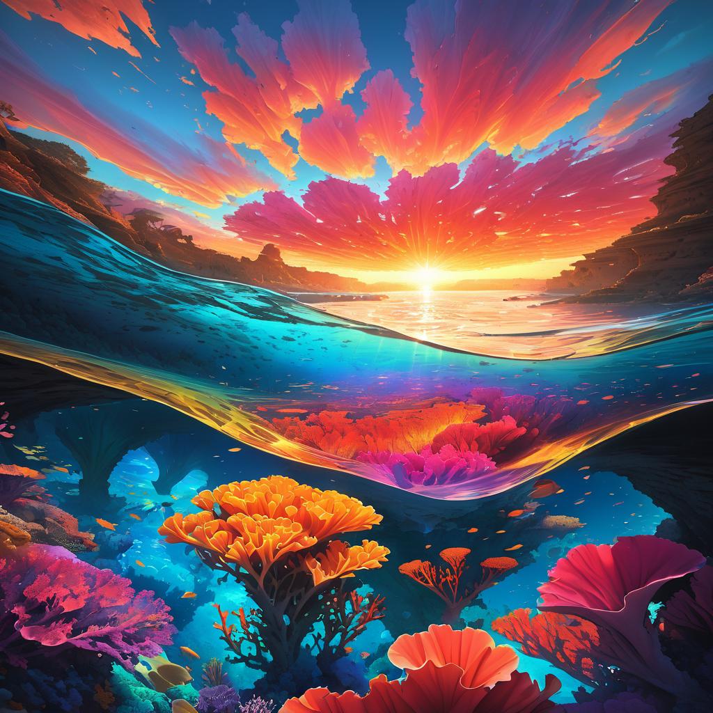 Surreal Coral Reef Shores at Sunrise