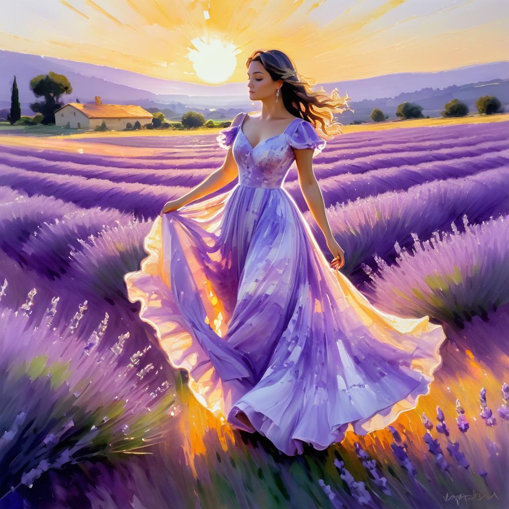 Ethereal Woman in Lavender Field